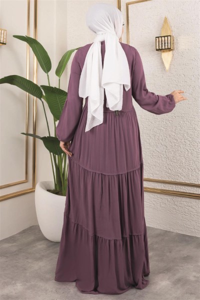 Püskül Detaylı Elbise MÜRDÜM - Thumbnail