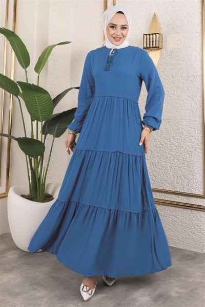 SGS - Püskül Detaylı Elbise PETROL