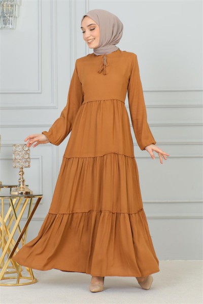 SGS - Püskül Detaylı Elbise TÜTÜN