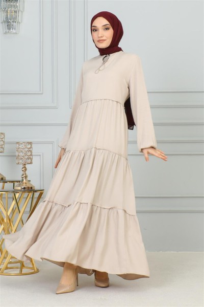 SGS - Püskül Detaylı Elbise VİZON
