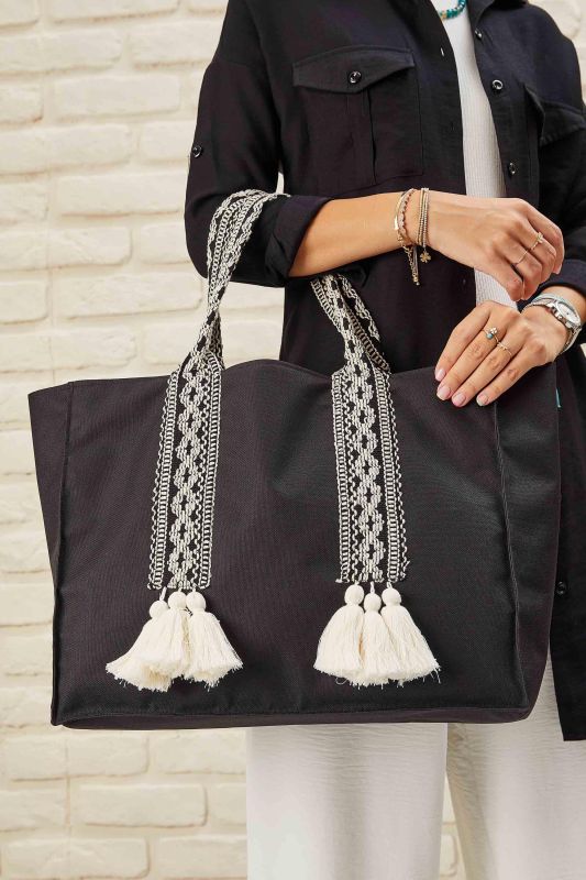 Tassel Detailed Daily Bag, C-15 Black - 3