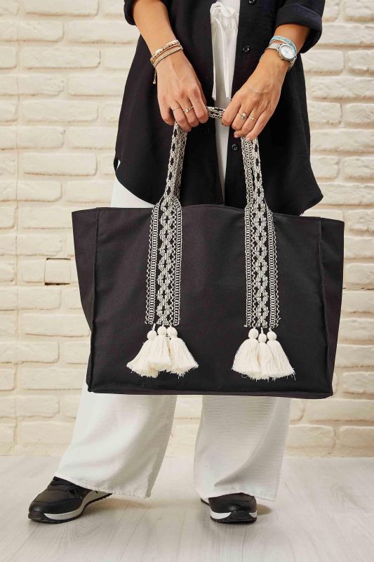 Tassel Detailed Daily Bag, C-15 Black - 4