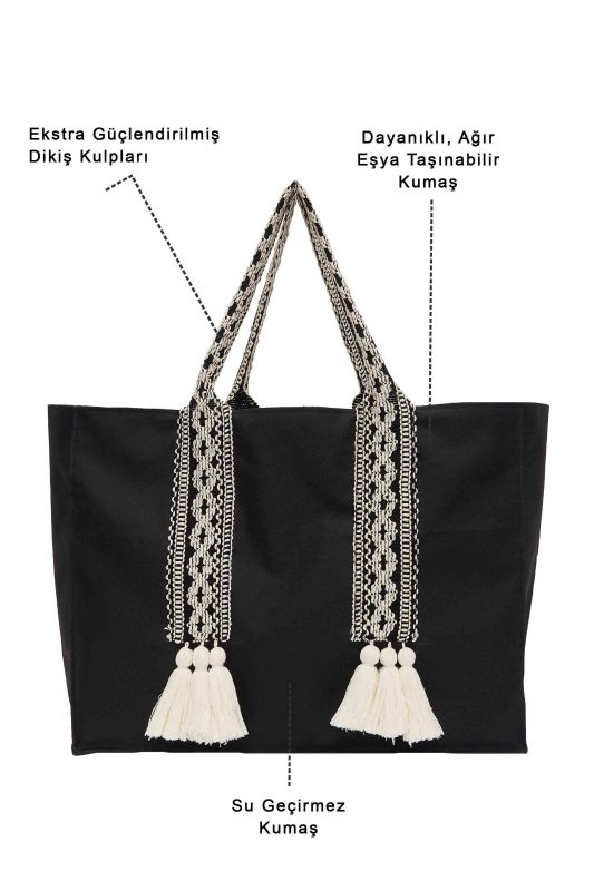 Tassel Detailed Daily Bag, C-15 Black - 5