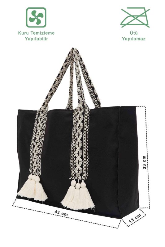 Tassel Detailed Daily Bag, C-15 Black - 6