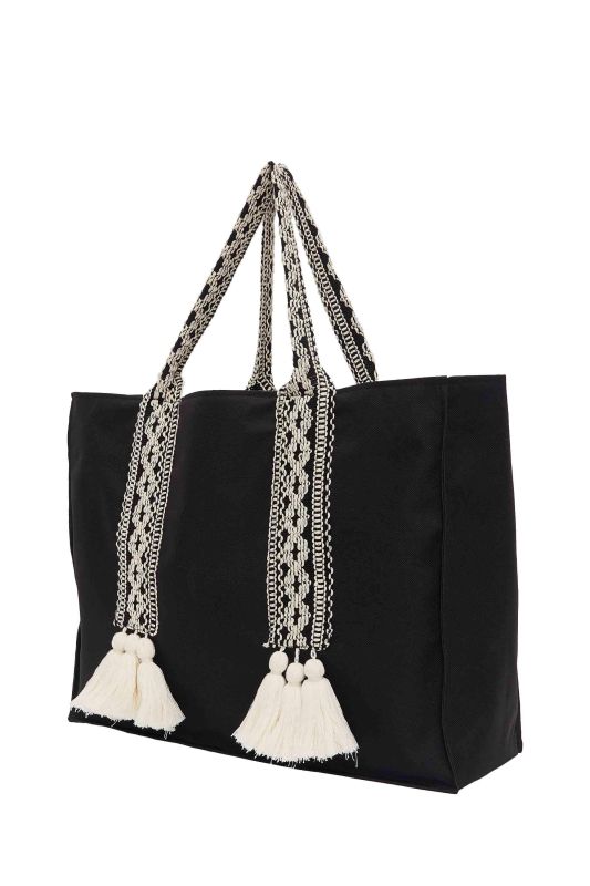 Tassel Detailed Daily Bag, C-15 Black - 7