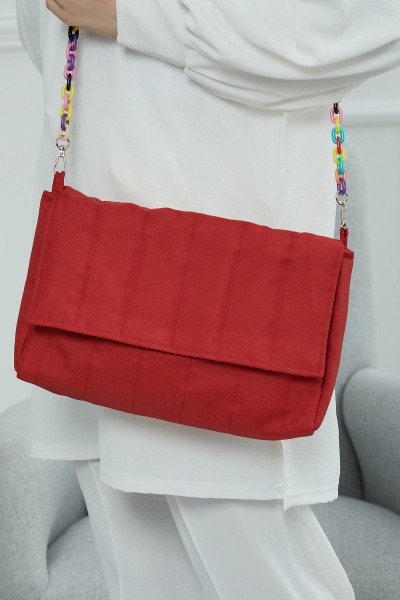 Moda Çizgi - Renkli Askılı Çanta,CE-8 Kırmızı