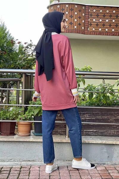 Ribana Çizgili Sweat GÜL KURUSU - 5