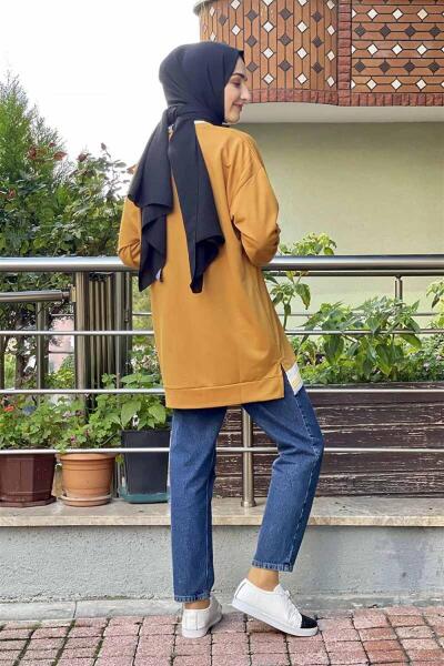 Ribana Çizgili Sweat HARDAL - 5