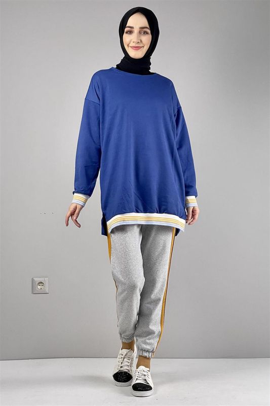 Ribana Çizgili Sweat LACİVERT - 1