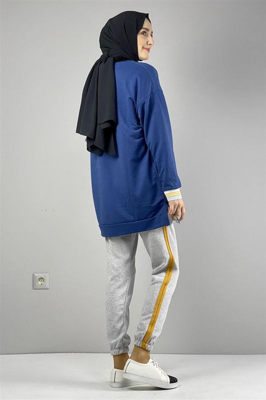 Ribana Çizgili Sweat LACİVERT - 5