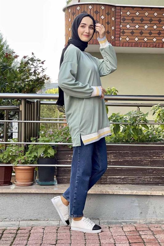 Ribana Çizgili Sweat MİNT - 4