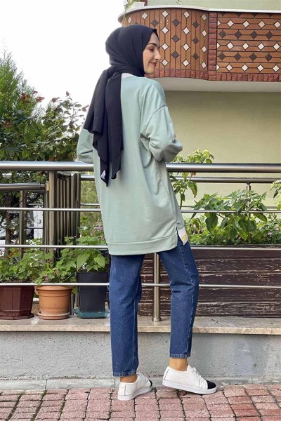 Ribana Çizgili Sweat MİNT - Thumbnail