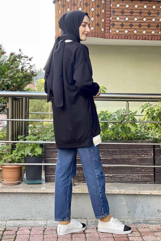 Ribana Çizgili Sweat SİYAH - 5