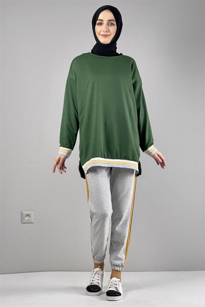 WST - Ribana Çizgili Sweat ZÜMRÜT YEŞİLİ
