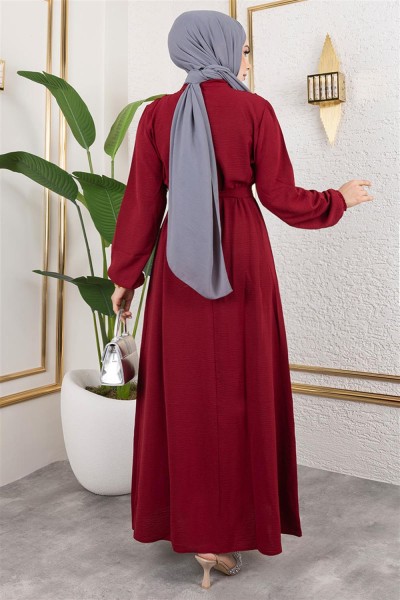 Rose Fırfırlı Aerobin Elbise BORDO - Thumbnail