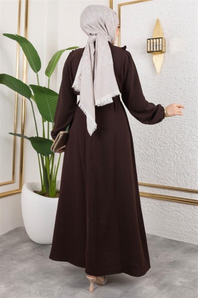 Rose Fırfırlı Aerobin Elbise KAHVERENGİ - Thumbnail