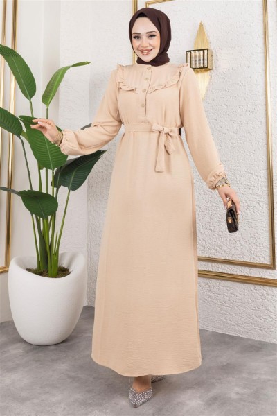 mp - Rose Fırfırlı Aerobin Elbise VİZON