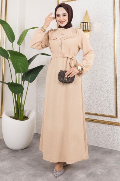 Rose Fırfırlı Aerobin Elbise VİZON - Thumbnail