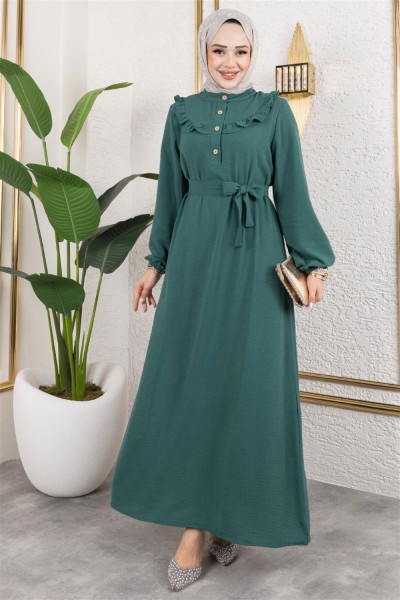 Rose Fırfırlı Aerobin Elbise ZÜMRÜT YEŞİLİ - Thumbnail