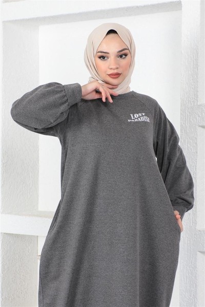 Şalvar Model Salaş Elbise ANTRASİT - Thumbnail