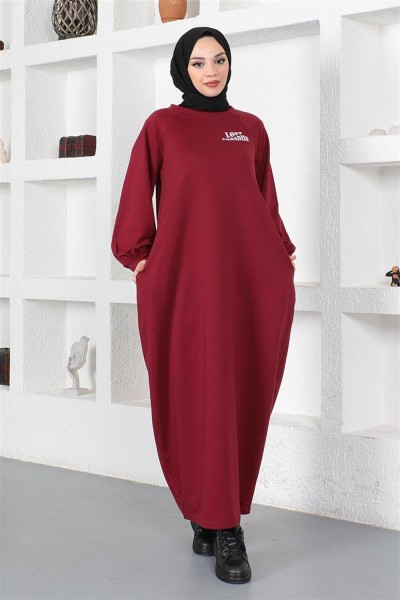 Şalvar Model Salaş Elbise BORDO - Thumbnail