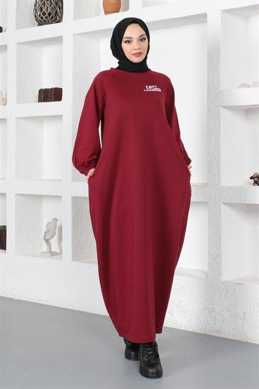 Şalvar Model Salaş Elbise BORDO - 3