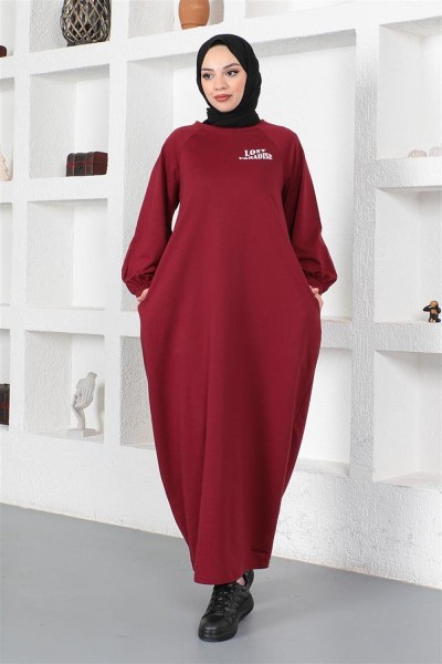 Şalvar Model Salaş Elbise BORDO - Thumbnail