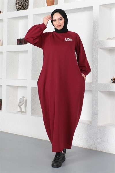 Şalvar Model Salaş Elbise BORDO - Thumbnail