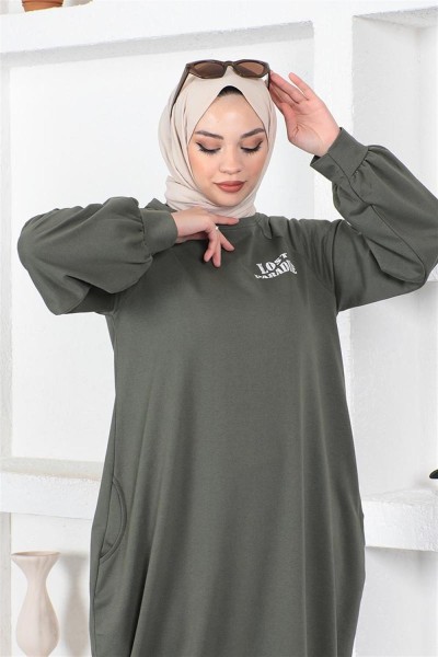 Şalvar Model Salaş Elbise HAKİ - Thumbnail