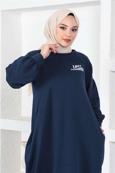 Şalvar Model Salaş Elbise LACİVERT - Thumbnail
