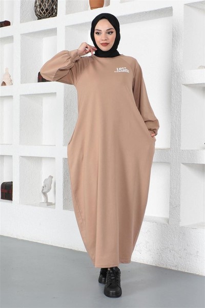 Şalvar Model Salaş Elbise VİZON - Thumbnail