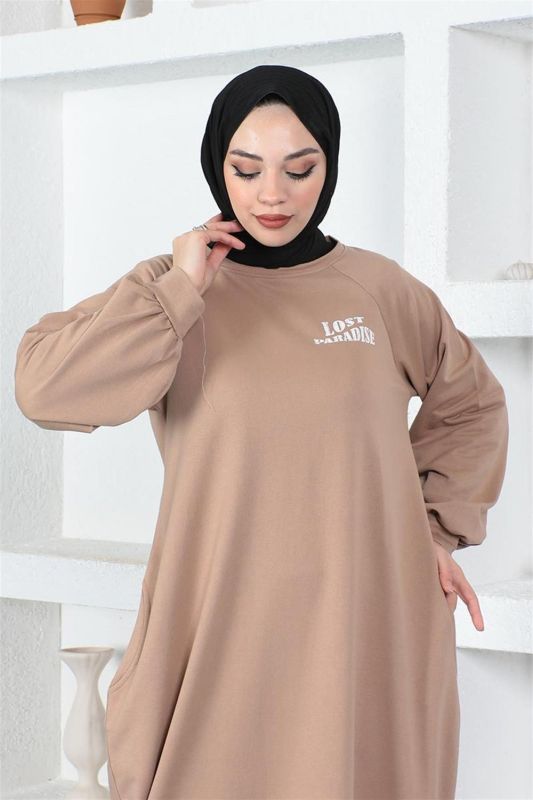 Şalvar Model Salaş Elbise VİZON - 4