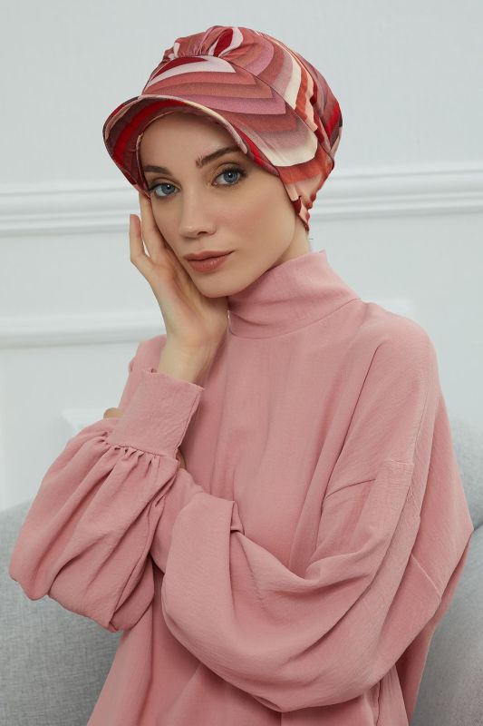 Şapkalı Desenli Penye Bone,B-30YD Desen 28 - 1