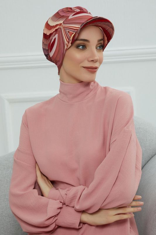 Şapkalı Desenli Penye Bone,B-30YD Desen 28 - 3