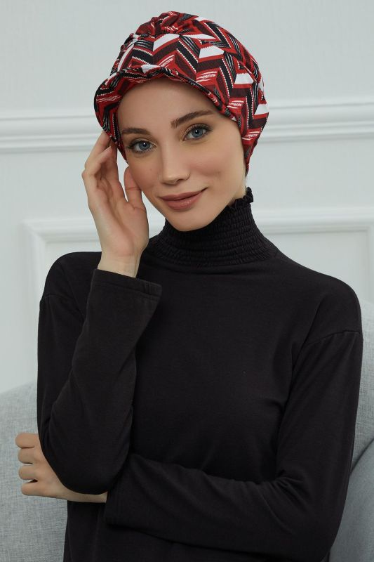 Şapkalı Desenli Penye Bone,B-30YD Desen 33 - 1