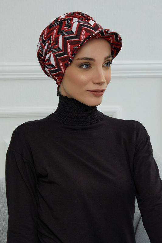 Şapkalı Desenli Penye Bone,B-30YD Desen 33 - 3