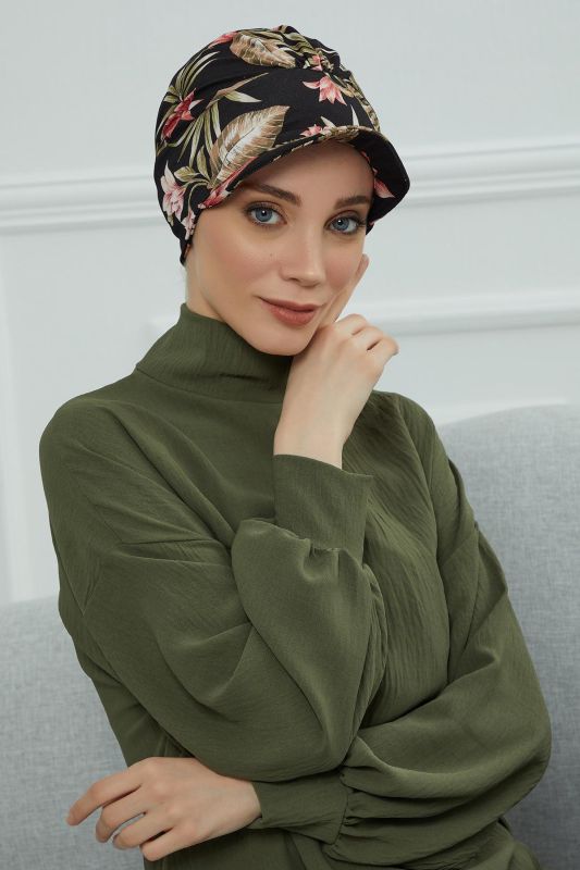 Şapkalı Desenli Penye Bone,B-30YD Desen 34 - 4
