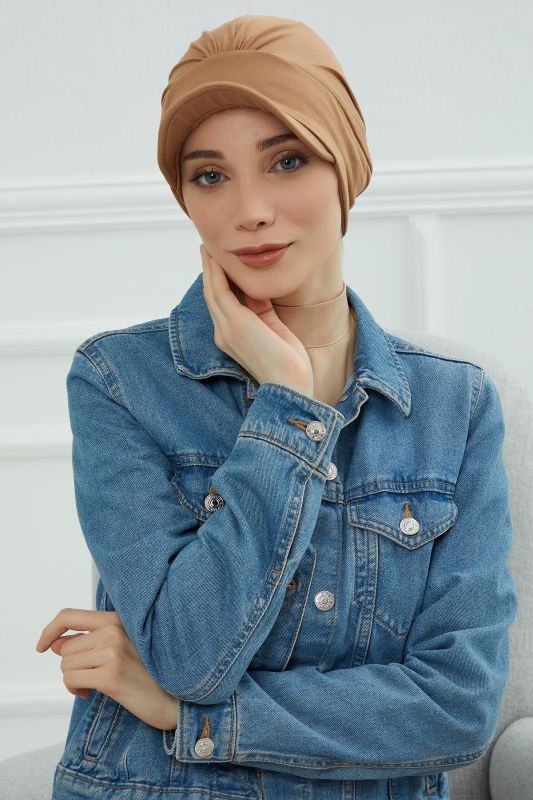 Şapkalı Penye Bone,B-30 Açık Kahverengi - 1