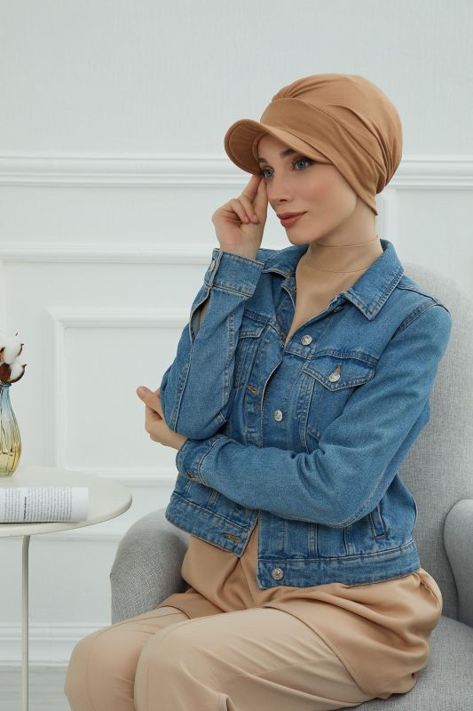 Şapkalı Penye Bone,B-30 Açık Kahverengi - 2