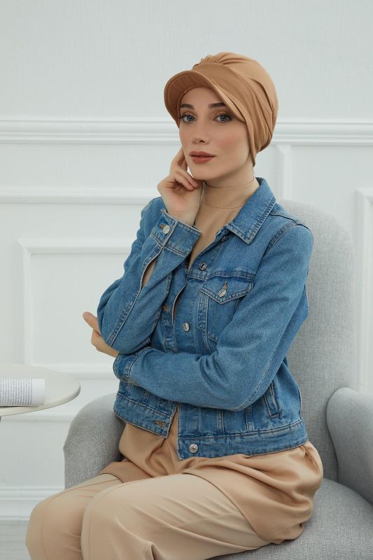 Şapkalı Penye Bone,B-30 Açık Kahverengi - 3