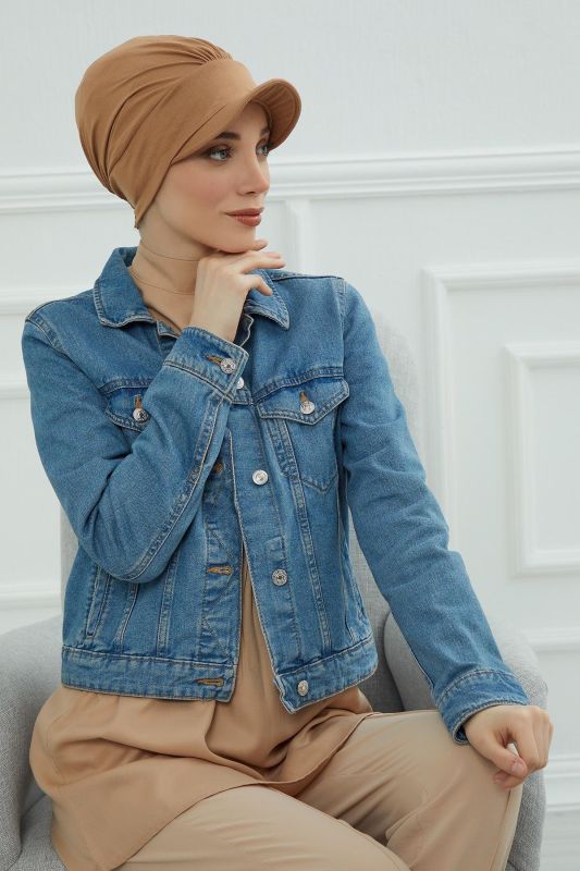 Şapkalı Penye Bone,B-30 Açık Kahverengi - 4