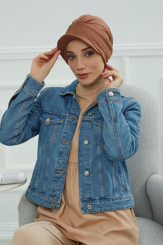Şapkalı Penye Bone,B-30 Koyu Kahverengi - 2