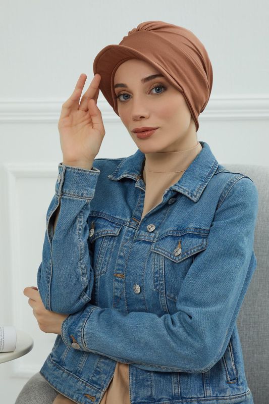 Şapkalı Penye Bone,B-30 Koyu Kahverengi - 3