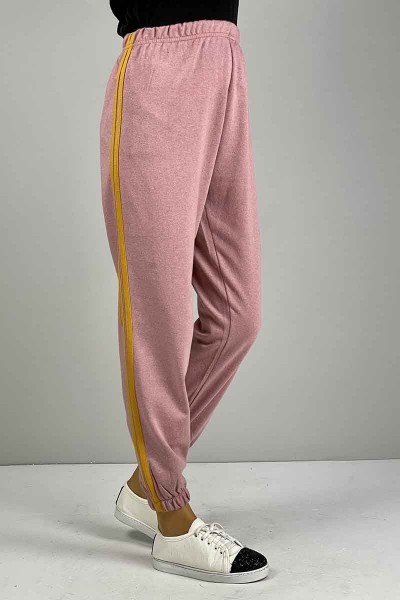 Moda Çizgi - Şerit Detaylı Eşofman Altı Pudra Sarı