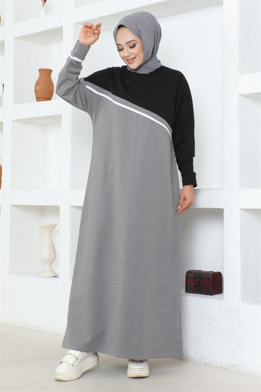 Şerit Detaylı Spor Elbise GRİ - 3