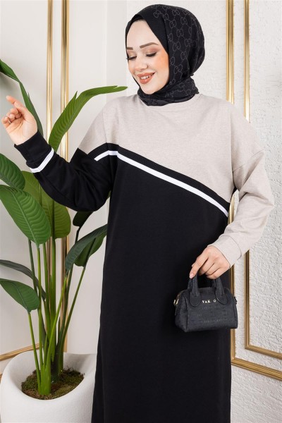 Şerit Detaylı Spor Elbise SİYAH - Thumbnail