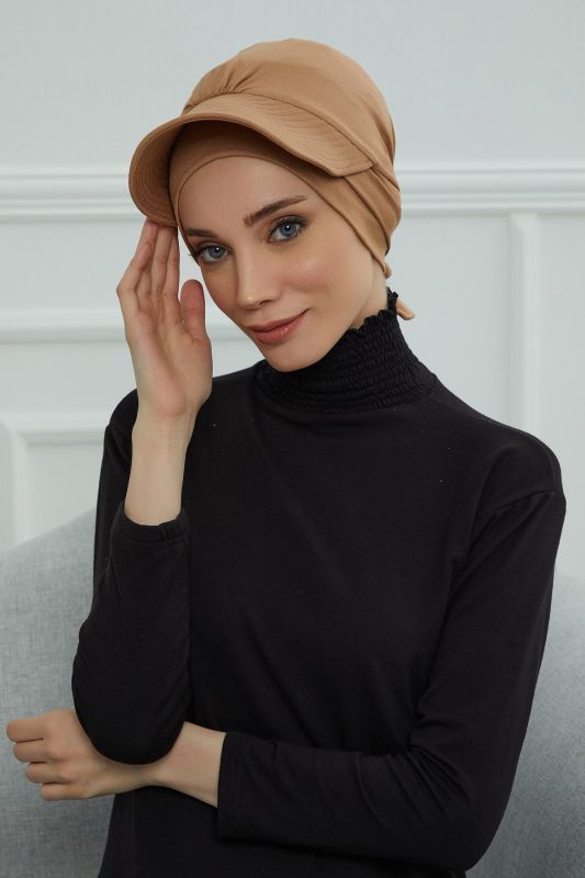 Siperlik Detaylı Penye Bone,B-66 Açık Kahverengi - 2