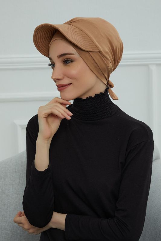 Siperlik Detaylı Penye Bone,B-66 Açık Kahverengi - 3