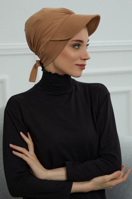 Siperlik Detaylı Penye Bone,B-66 Açık Kahverengi - 4