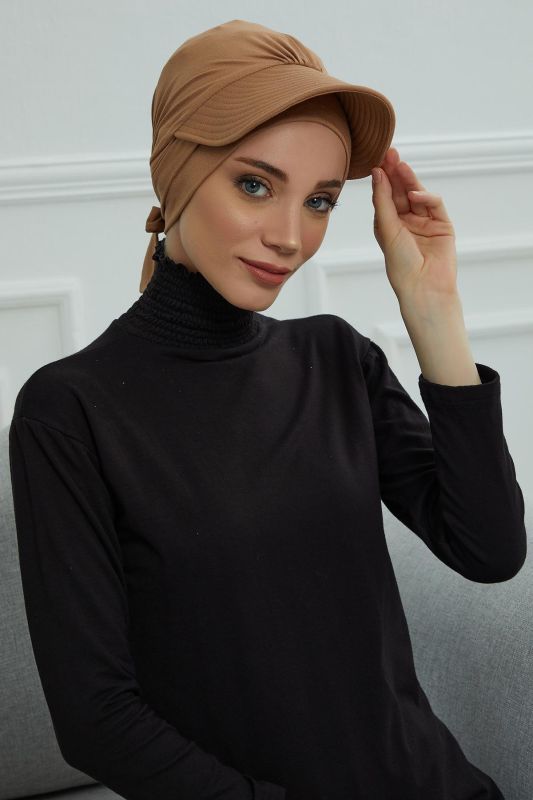 Siperlik Detaylı Penye Bone,B-66 Açık Kahverengi - 5